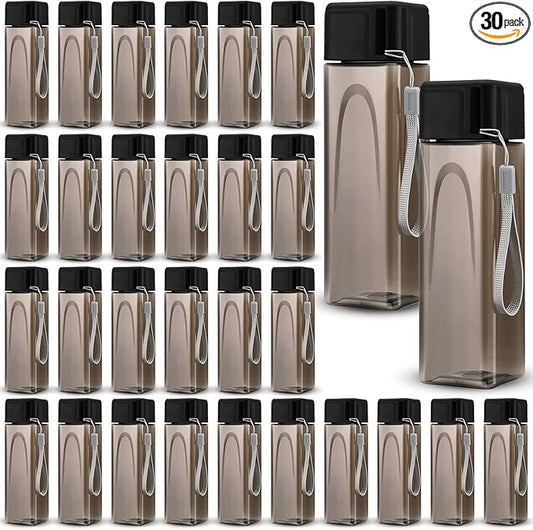 Mifoci 30 Pcs Water Bottle Bulk 17 oz Plastic Sports Water Bottles for Adults Reusable Leak Proof Portable Drink Bottles Large for Travel Camping Fitness Office(Black)
