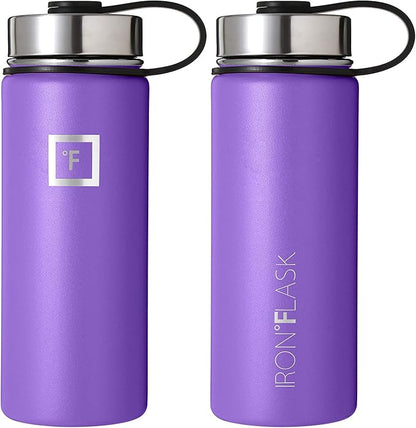 IRON °FLASK Sports Water Bottle - 18oz, 3 Lids (Straw Lid), Leak Proof - Stainless Steel Gym & Sport Bottles for Men, Women & Kids - Double Walled, Insulated Thermos, Metal Canteen