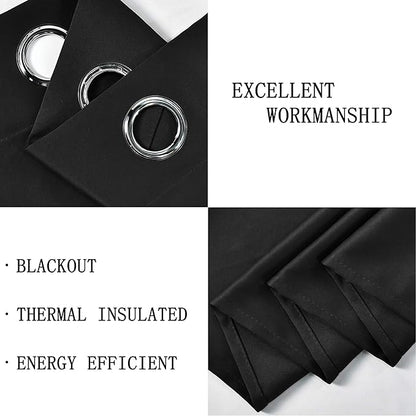 Black Valances for Windows for Kitchen Blackout Thermal Insulated Curtain Valance for Bathroom/Office Short Straight Drape Valance for Bedroom Kids Room 42 Inch Wide by 18 Inch Long 1 Panel