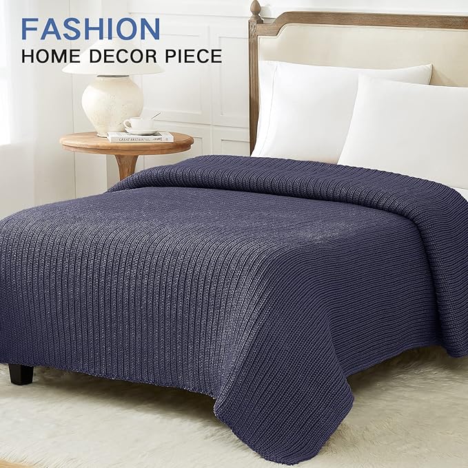 Knitted Weighted Blanket(Dark Grey 50"x60" 7lbs),Home Décor Cooling Throw Blanket for Hot Sleepers,Hand Made Chunky Knit Heavy Blanket Use on Twin Size Bed