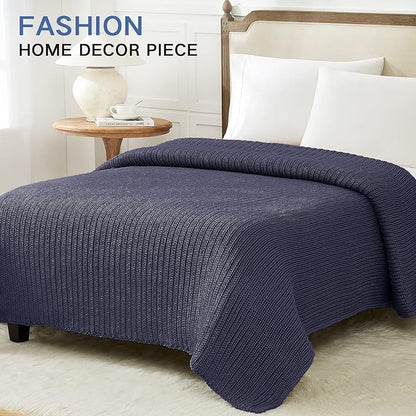 Knitted Weighted Blanket(Dark Grey 50"x60" 7lbs),Home Décor Cooling Throw Blanket for Hot Sleepers,Hand Made Chunky Knit Heavy Blanket Use on Twin Size Bed