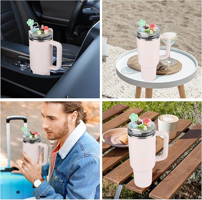 ADAH Charms Compatible with Stanley Cup Accessories,Charms for Stanley Cups H1.0&H2.0 Accessories 40oz with Silicone Straw Cover (F)