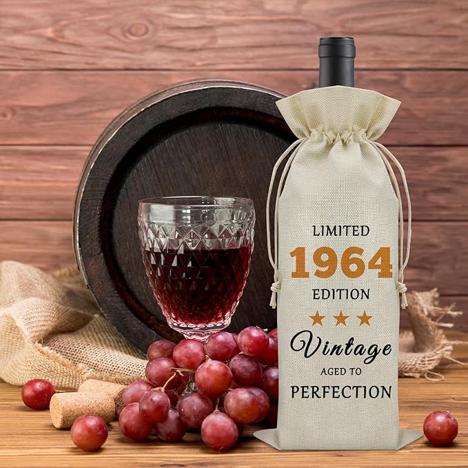 60th Birthday Gifts for Her Wine Bag 60 Year Old Birthday Gifts for Men Born in 1964 Gifts for Women Wine Bottle Storage Bag Birthday Gifts for Sister Turning 60 Wine Accessories Gifts for Wine Lovers