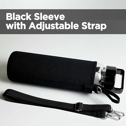 32 oz Clear Glass Water Bottle | Cold Brew Fruit Inufser Water Bottle (Black Lid)