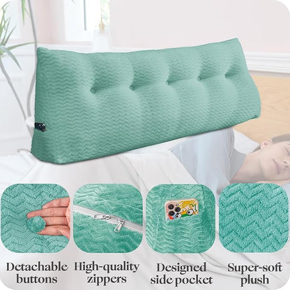 Large Bolster Triangular Headboard Wedge Backrest Positioning Support Bed Rest Reading Pillows Headboard Wedge Pillows for Day Bed Bunk Bed with Removable Cover