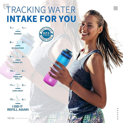 25oz Kids Sports Water Bottles for School with Spout Lid (Blue Purple)