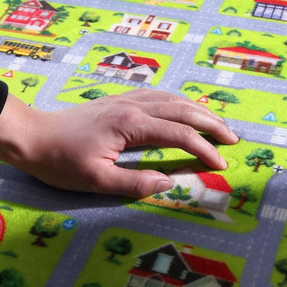 Kids Playroom Rug Car Rug Learning Carpet Educational City Roads Carpet for Playing with Cars Kids Playmat for Baby Kids Playroom Non Slip Play Mat Toddler Playmat Rug, 3x5 ft, Grey Streets