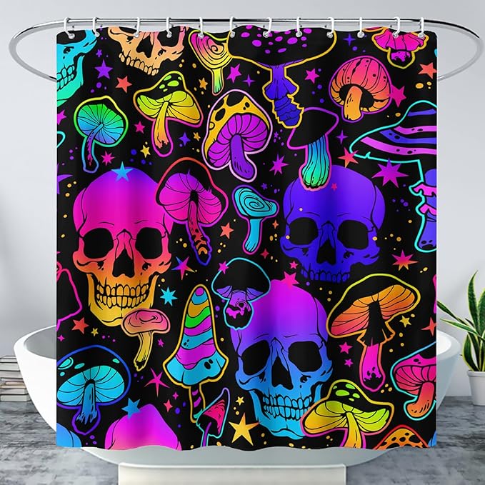 AILONEN Rose Flower Shower Curtain,Colorful Rose Flower Bath Curtain for Kids Girls Women,Modern Romantic Floral Flower Print Polyester Waterproof with 12 Plastic Hooks 48" W*72" H