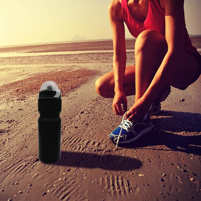 6 Pack 730ml(25oz) Sports Squeeze Plastic Water Bottle With Push Pull Cap and Anti Dust Cover - Red