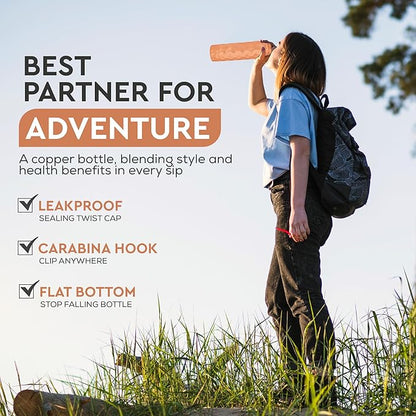 Blue Roses Copper Water Bottle, Copper Vessel For Drinking Water, Lab-Tested & Leak-Proof, Diamond Cut,1 litre