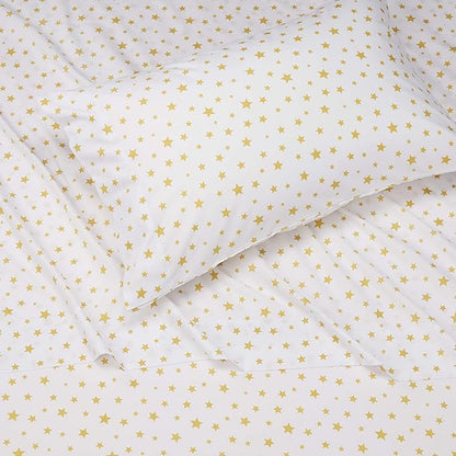 Amazon Basics Kid's Soft Easy-Wash Lightweight Microfiber 3-Piece Sheet Set, Toddler, Multi Color, Starry Stars