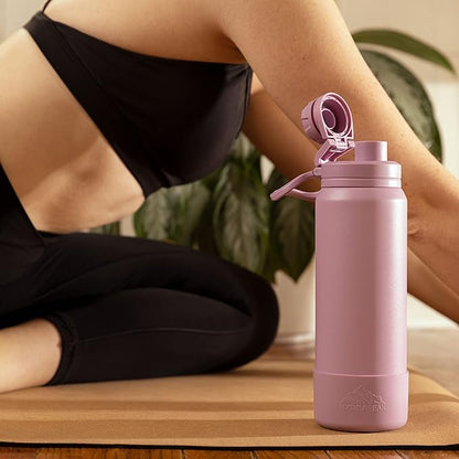 Hydrapeak 26oz Sport Insulated Water Bottle with Chug Lid, Leak & Spill Proof, Keeps Drinks Cold for 24 Hours, Hot for 12 Hours, Premium Stainless Steel Water Bottles (26oz, Blush)