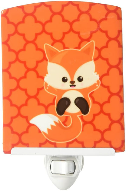 Caroline's Treasures BB7085CNL Baby Fox Quatrafoil Ceramic Night Light Compact, UL-Certified, Ideal for Bedroom, Bathroom, Nursery, Hallway, Kitchen, 6x4x3, Multicolor