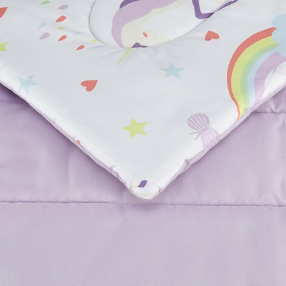 Amazon Basics Microfiber Kid's Bed-in-a-Bag 5 Piece Bedding Set, Twin, Unicorn Print