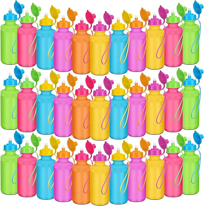 72 Pcs Sports Water Bottles Bulk 20 oz Plastic Water Bottles Reusable Squeeze Water Bottles Team Bottles with Pull Top Cap for Adults Kids Outdoor Cycling Fitness