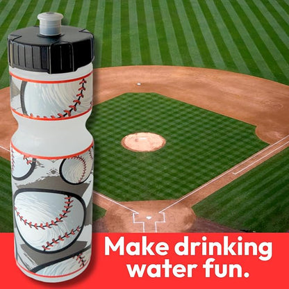 50 Strong Kids Water Bottle | 22 oz. BPA- Free Sports Squeeze Water Bottles with Pull Top Cap |Perfect Water Bottle for School | Reusable & Durable for Boys & Girls | Made in USA (Baseball Season)