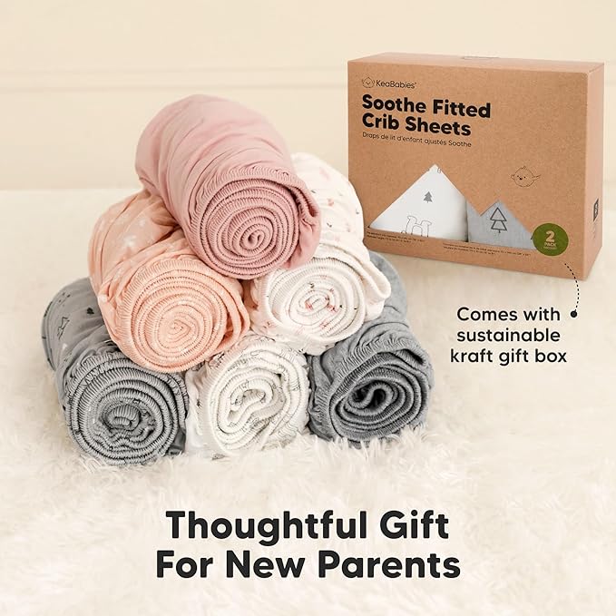 2-Pack Organic Crib Sheets for Boys, Girls - Jersey Fitted Crib Sheet, Baby Crib Sheets Neutral, Crib Mattress Sheet, Cotton Crib Sheets, Breathable Crib Sheet, Baby Mattress Sheets (Cloud)