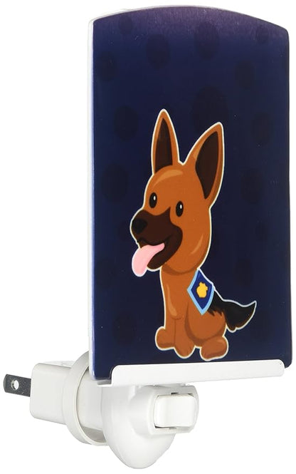 Caroline's Treasures BB7010CNL Police German Shepherd Ceramic Night Light Compact, UL-Certified, Ideal for Bedroom, Bathroom, Nursery, Hallway, Kitchen, 6x4x3, Multicolor