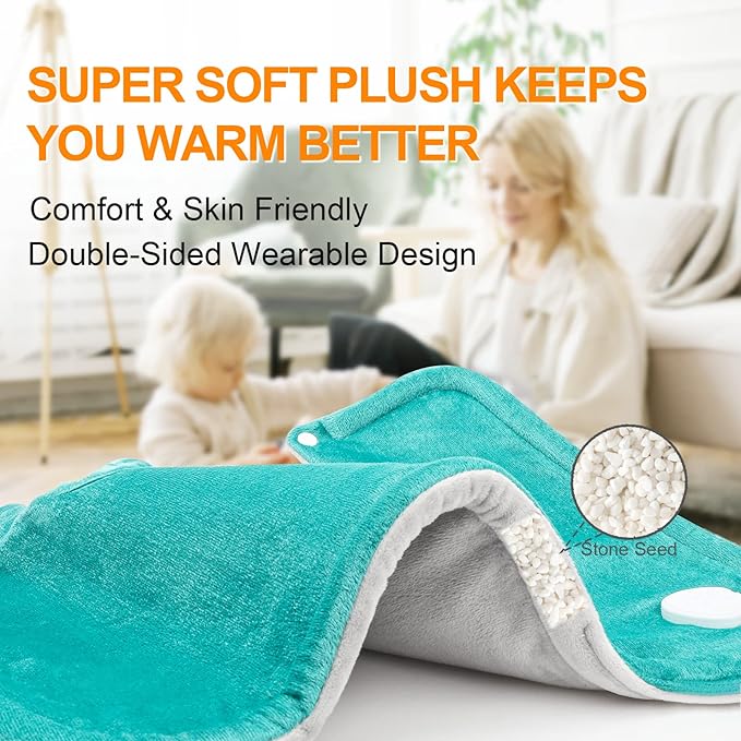 Heating Pad for Neck and Shoulders and Back, Christmas Birthday Gifts for Women Mom Mother, Weighted Neck Heating Pad for Back Pain Relief, Heating Pads Large, 6 Heat Settings 4 Auto-Off,17"x23" Blue