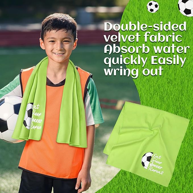 4 Pcs Soccer Gift Set Soccer Drawstring Bag Soccer Stuff, Silicone Water Bottle, Quick Dry Towel, Socks for Training Sports Accessories