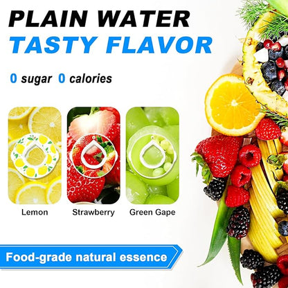 Air Water Bottle with Flavor Pods Tritan, 25oz Sports Water Bottle with Straw Leak-proof, Scented Water Bottle with Carrying Strap(Black+3 Flavor Pods)