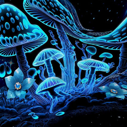 AILONEN Blue Magic Mushroom Shower Curtain,Cartoon Turtle Pattern Shower Curtain Set for Kids Girls Boys,Boho Style Bathroom Decor Shower Curtain with 12 Hooks,72" W*96" H