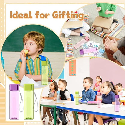 Mifoci 20 Pieces Water Bottle Bulk 17 oz Plastic Water Bottles Bulk Gym Sports Adults Reusable Large Water Bottles for Outdoor Fitness(Colorful,Rectangle)