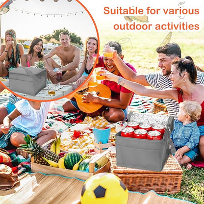 Amyhill Gray Insulated Lunch Bag, 8.27 x 6.3 x 5.51 inches, PEVA Foil Lining, Stain Resistant, Reusable, Portable, Lightweight, Spacious, Easy to Clean, Suitable for Office, Picnic