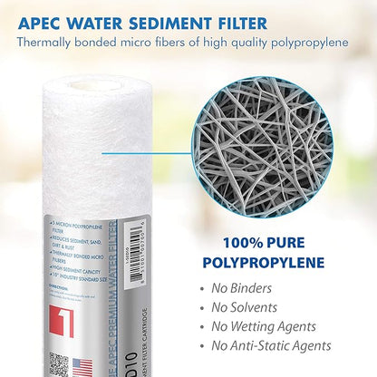 APEC Water Systems 1-SED10 US MADE 5 Micron 10” x 2.5” Sediment Water Filter For Reverse Osmosis System