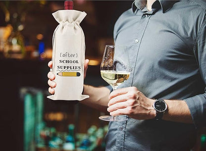 After School Supplies,Teacher Appreciation Wine Bag,Teacher Appreciation Gifts,Teacher Gifts from Student,Gift Bag For Teacher,Coworkers,Teachers Day Gifts,Reusable Wine Bags With Drawstring,L11