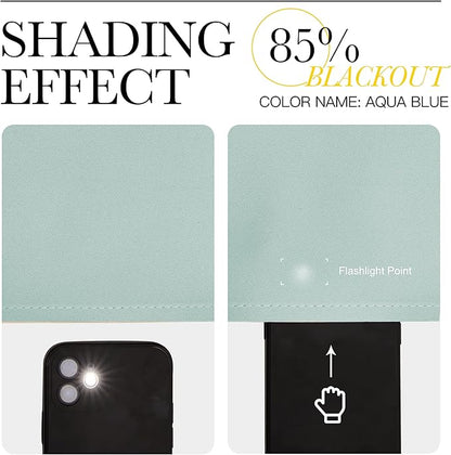 NICETOWN Aqua Blue Room Darkening Curtains for Kitchen, Window Treatment Thermal Insulated Solid Grommet Room Darkening Curtains/Drapes for Bedroom (Set of 2, 42 inches Wide by 50 inches Long)