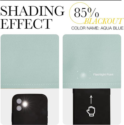 NICETOWN Aqua Blue Room Darkening Curtains for Kitchen, Window Treatment Thermal Insulated Solid Grommet Curtains/Drapes Bedroom (Set of 2, 42 inches Wide by 63 Long)