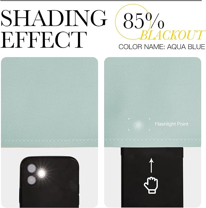 NICETOWN Aqua Blue Room Darkening Curtains for Kitchen, Window Treatment Thermal Insulated Solid Grommet Room Darkening Curtains/Drapes for Bedroom (Set of 2, 42 inches Wide by 68 inches Long)