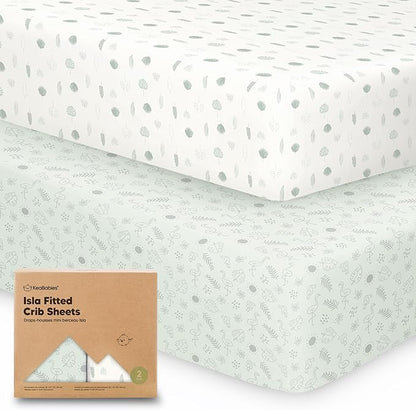 2-Pack Crib Sheets for Boys,Girls - Viscose Derived from Bamboo Fitted Crib Sheet, Organic Baby Crib Sheets, Crib Mattress Sheet,Toddler Bed Sheets,Baby Sheets for Crib Fitted Sheets(Tropic Oasis)