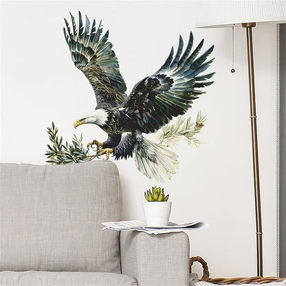 Watercolor Style Eagle Wall Decal Animals Wall Sticker Safari Wall Decor for Nursery Kid'sroom School Classroom Livingroom Bedroom Bathroom Decoration (Watercolor Style Eagle 2)