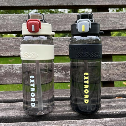 27oz Leak-Proof Water Bottle with Flip Top, 800ml BPA Free Reusable Plastic Drinking Bottle for Gym & Outdoor (Black)