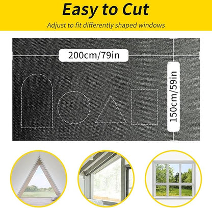 Portable 100% Blackout Shades - Easy Install, No Drill Curtains for Bedroom, Nursery, and Travel (Black, 59" x 79")