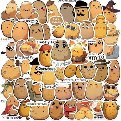 50PCS Funny Stickers Potato Stickers Cute Cartoon Vinyl Waterproof Stickers for Laptop,Bumper,Skateboard,Water Bottles,Computer,Phone, for Kids,Teens,Adult, Watcr