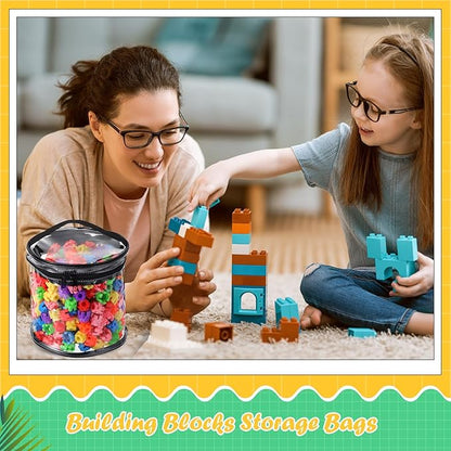 3 Packs Toy Storage Bags Transparent Clear PVC Storage Organizer with Zippered, Kids Waterproof Toy Bags for Board Games, Building Blocks, Puzzles and Small Toys (Black)