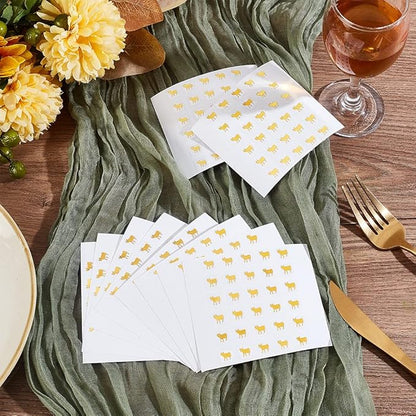 OLYCRAFT 2400pcs Beef Meal Stickers 0.4 inch Gold Cow Wedding Meal Stickers Food Choice Sticker Kitchen Stickers Wedding Meal Indicator Stickers Meal Choice Stickers for Place Card Wedding Supplies