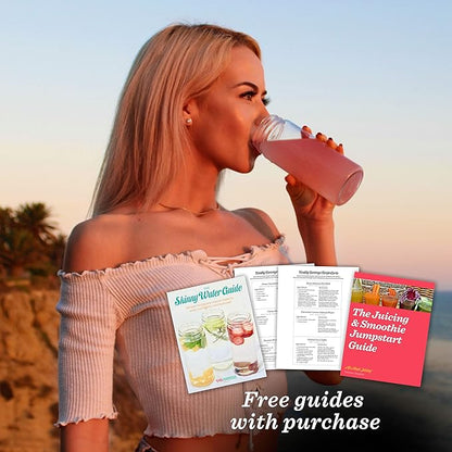 All About Juicing Clear Glass Water Bottles Set - 6 Pack Wide Mouth with Lids for Juice, Smoothies, Beverage Storage - 16 oz, Durable, Reusable, Dishwasher Safe, Leak Proof (Grey Caps)