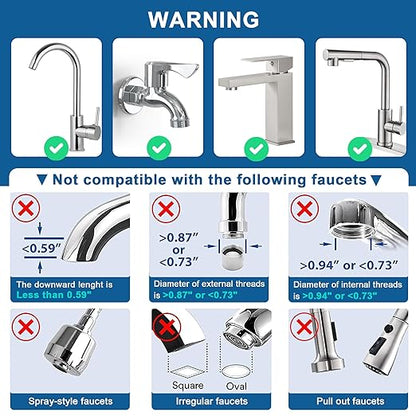 LCF 360° Rotating Stainless-Steel Faucet Water Filter - High Flow, Mineral-Enhanced Tap Water Filter, Reduces Chlorine, Heavy Metals and Bad Taste, Easy Install, 320 Gallons, Kitchen Sink Ideal