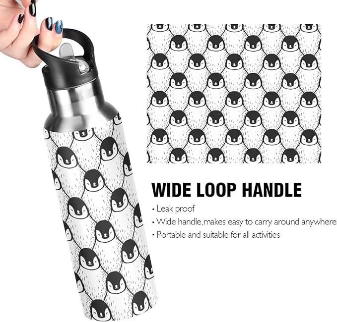 MNSRUU Insulated Water Bottle with Straw, Rainbow and Unicorns Stainless Steel Flasks for Sports Cycling Hiking School