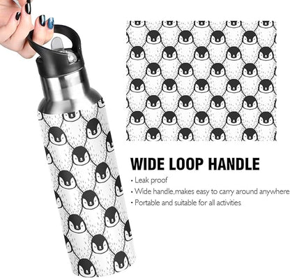 MNSRUU Insulated Water Bottle with Straw, Rainbow and Unicorns Stainless Steel Flasks for Sports Cycling Hiking School