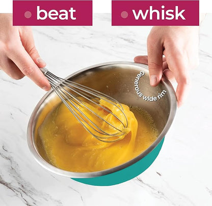 FineDine Stainless Steel Dishware Bowls - Easy To Clean, Nesting Bowls for Space Saving Storage, Great for Cooking, Baking, Prepping, 8 Quarts