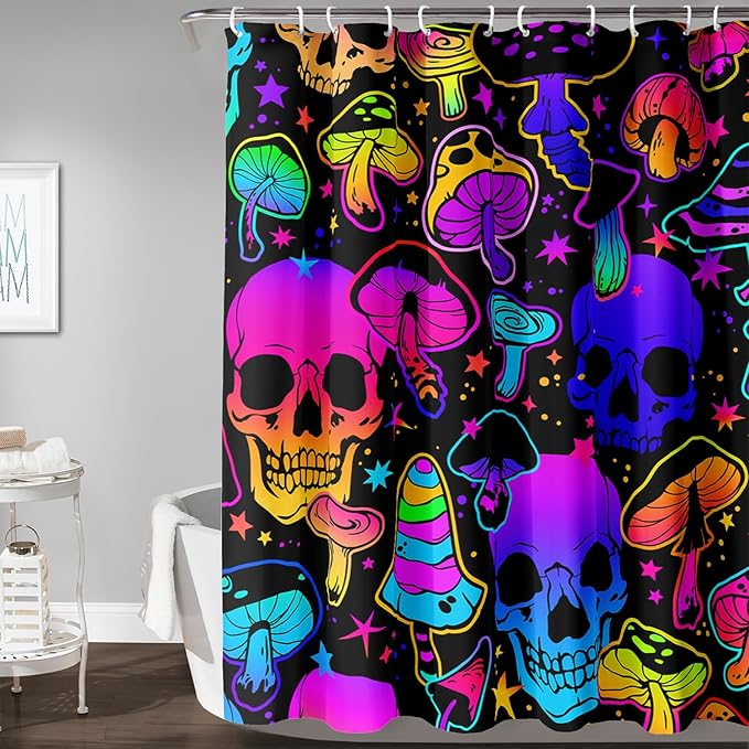 AILONEN Rose Flower Shower Curtain,Colorful Rose Flower Bath Curtain for Kids Girls Women,Modern Romantic Floral Flower Print Polyester Waterproof with 12 Plastic Hooks 48" W*72" H