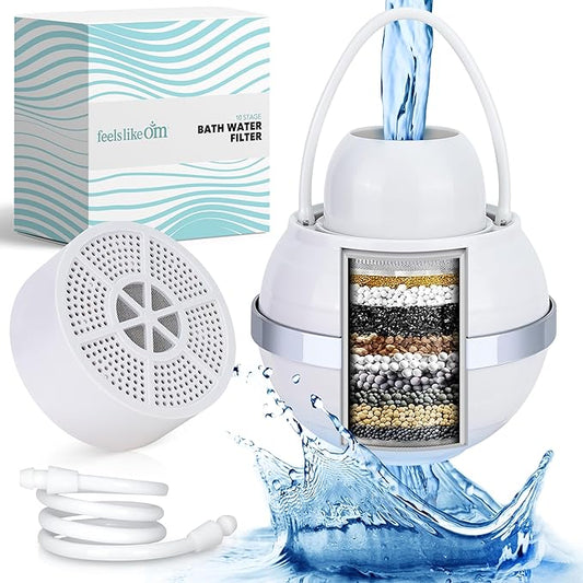 Advanced Bath Water Filter - 10-Stage Filtration| BPA-Free | Easy Install | Bath Filter for Tub - Bath Ball Filter Reduces Chlorine & Heavy Metals, Balances pH, Infuses Vitamin C