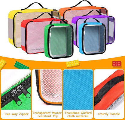 6 Packs Toy Storage Bags with Zipper, Clear PVC Organizing Bags,Waterproof Toy Storage Bags,Toy Organizing Bags for Building Blocks, Books, Puzzle