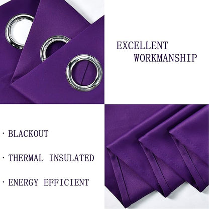 Purple Valances for Windows Solid Grommet Top Blackout Valance Window Treatment for Kitchen/Living Room Short Straight Drape Valance for Bedroom Kids Room 70X18 1 Panel Royal Purple