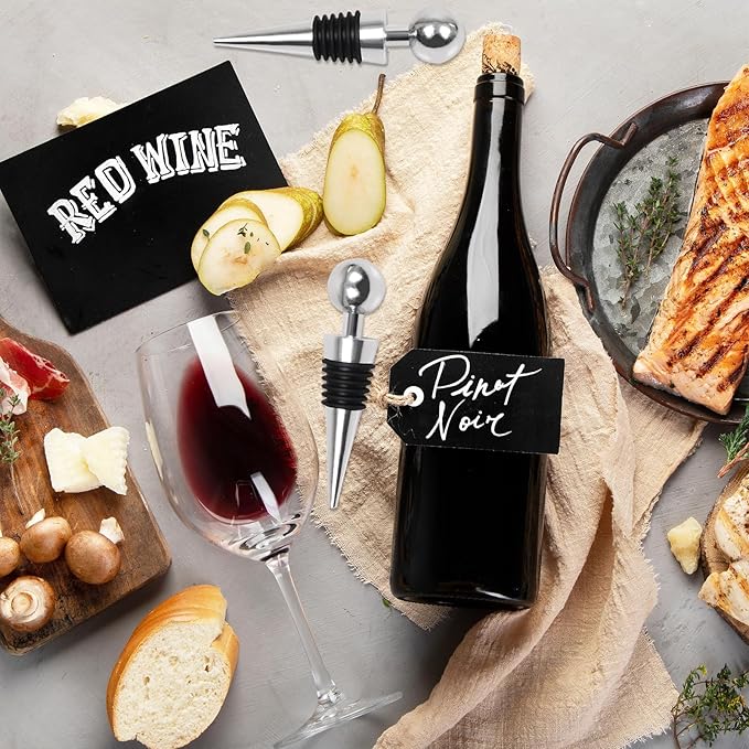 8Pcs Wine Stopper Bottle Stopper Wine Saver, Silicone Reusable Wine Corks, Wine Bottle Stopper for Bar, Camping, Party, Wedding (Silver)